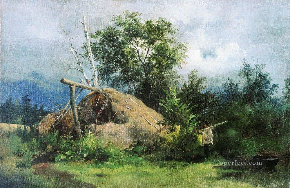 choza 1861 paisaje clásico Ivan Ivanovich árboles Pintura al óleo